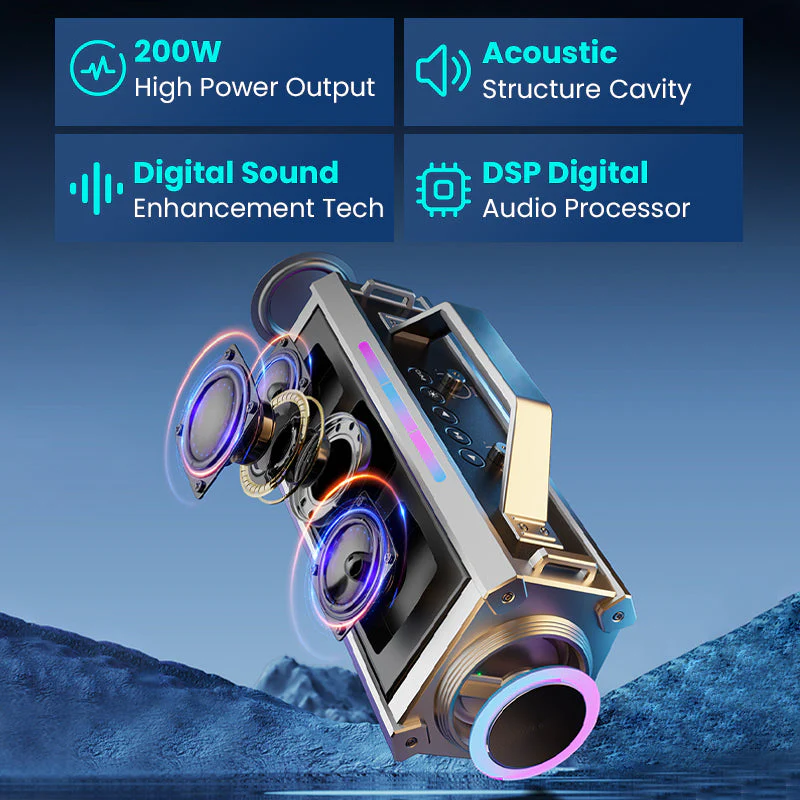 200W Bluetooth Karaoke Speaker with Wireless Microphone - Image 2