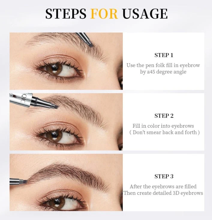 📢📢Buy 1 get 1 free⏰3D Waterproof Microblading Eyebrow Pen 4 Fork Tip Tattoo Pencil - Image 6