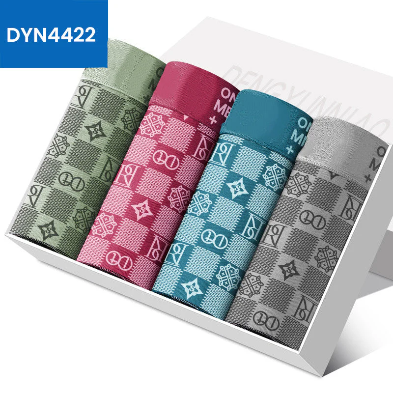 4 Pack Men's Letter Printed Boxer Underwear - Image 10