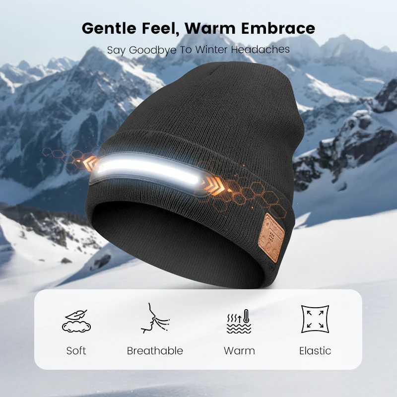⏳Limited time 50% discount💥🎁Rechargeable Bluetooth Beanie Hat with Light - Image 6