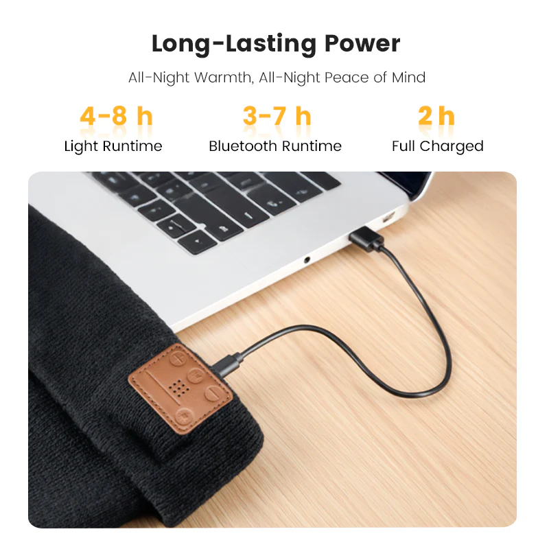 ⏳Limited time 50% discount💥🎁Rechargeable Bluetooth Beanie Hat with Light - Image 7