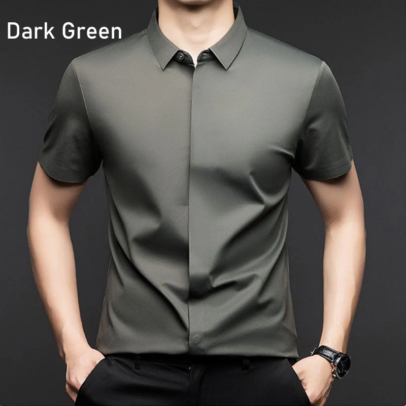 🔥Buy 2 Free shipping🔥Men's Glossy Breathable Short Sleeve Business Shirt - Image 11