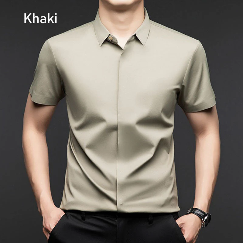 🔥Buy 2 Free shipping🔥Men's Glossy Breathable Short Sleeve Business Shirt - Image 12