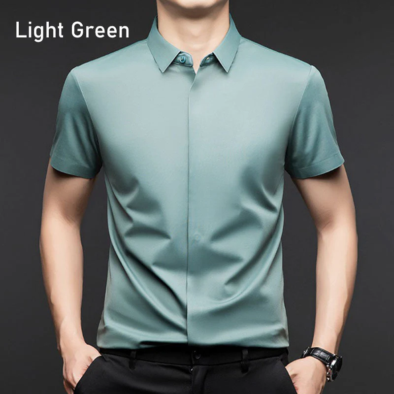 🔥Buy 2 Free shipping🔥Men's Glossy Breathable Short Sleeve Business Shirt - Image 13