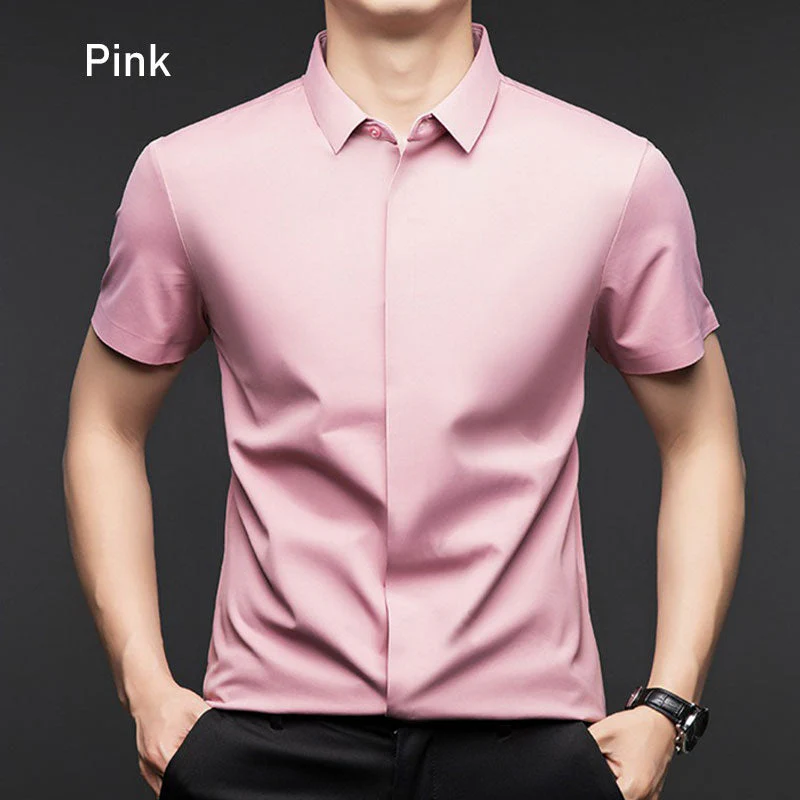 🔥Buy 2 Free shipping🔥Men's Glossy Breathable Short Sleeve Business Shirt - Image 14