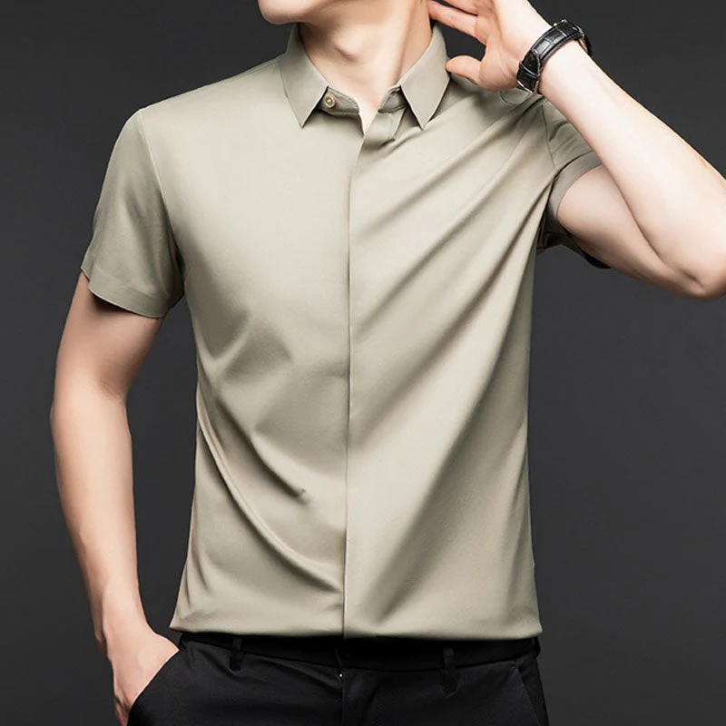 🔥Buy 2 Free shipping🔥Men's Glossy Breathable Short Sleeve Business Shirt - Image 5