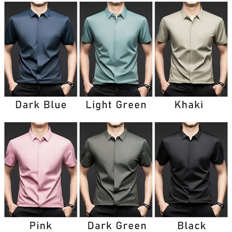 🔥Buy 2 Free shipping🔥Men's Glossy Breathable Short Sleeve Business Shirt - Image 7