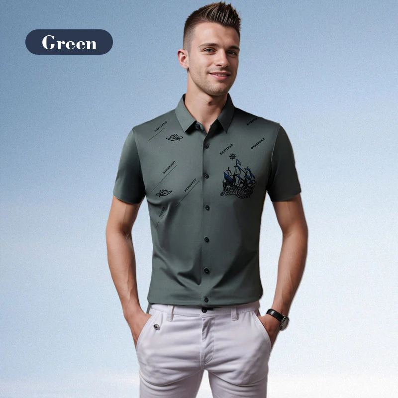 ❄️Men's Business Ice Silk Short Sleeves Button Down Shirt🔥 - Image 11