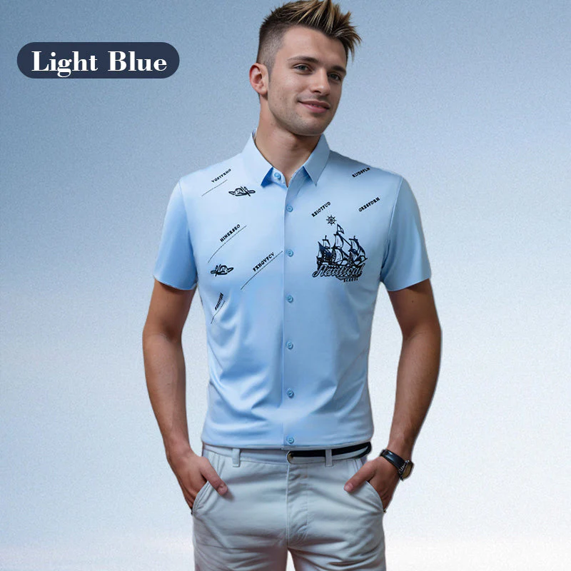 ❄️Men's Business Ice Silk Short Sleeves Button Down Shirt🔥 - Image 12