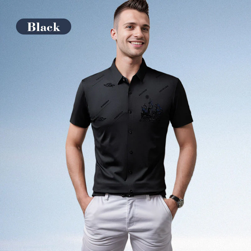 ❄️Men's Business Ice Silk Short Sleeves Button Down Shirt🔥 - Image 13