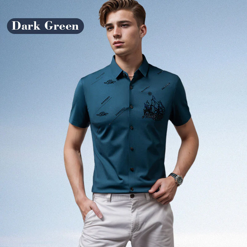 ❄️Men's Business Ice Silk Short Sleeves Button Down Shirt🔥 - Image 14