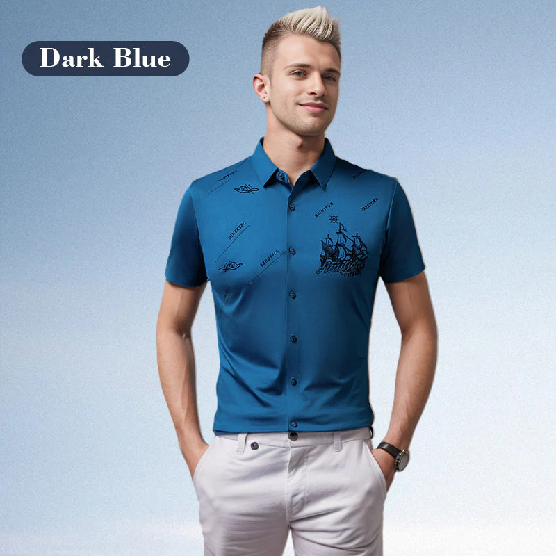 ❄️Men's Business Ice Silk Short Sleeves Button Down Shirt🔥 - Image 15