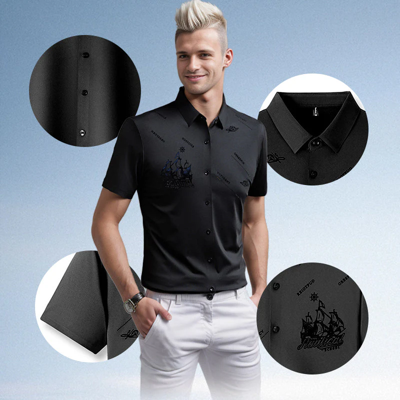 ❄️Men's Business Ice Silk Short Sleeves Button Down Shirt🔥 - Image 2
