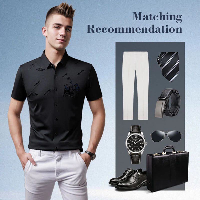 ❄️Men's Business Ice Silk Short Sleeves Button Down Shirt🔥 - Image 3