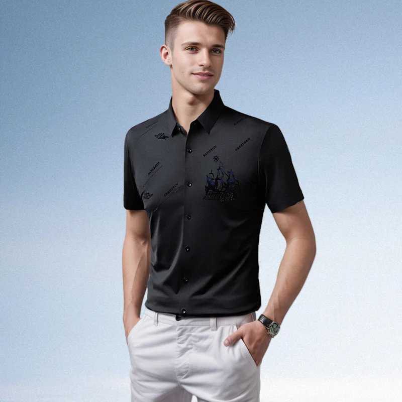 ❄️Men's Business Ice Silk Short Sleeves Button Down Shirt🔥 - Image 4