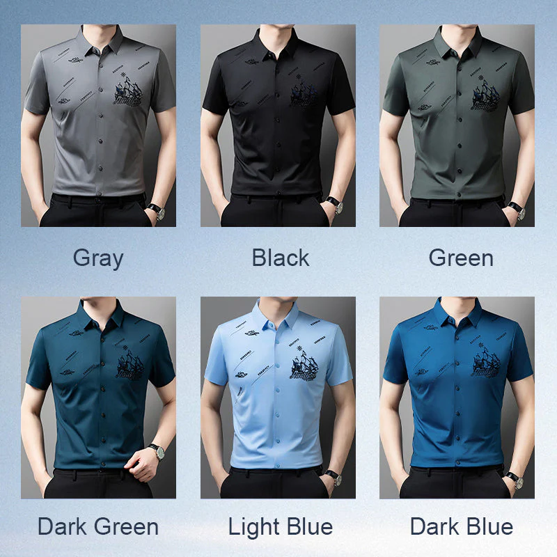 ❄️Men's Business Ice Silk Short Sleeves Button Down Shirt🔥 - Image 8
