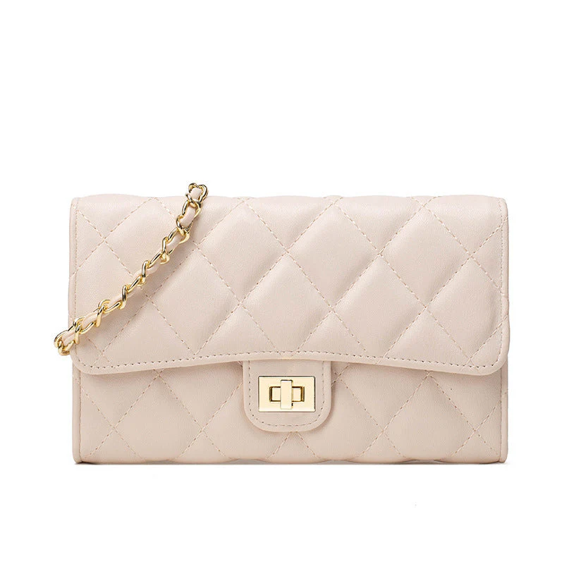 Gold Buckle Square Fat Diamond Chain Bag - Image 10