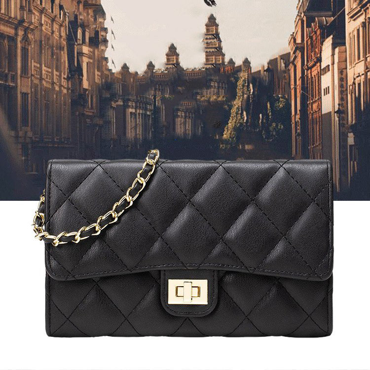 Gold Buckle Square Fat Diamond Chain Bag - Image 2