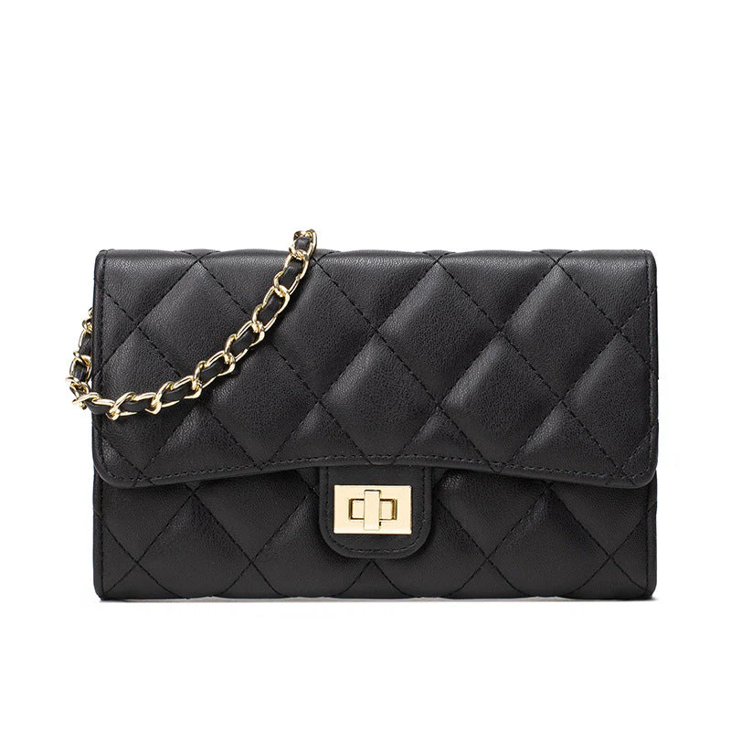 Gold Buckle Square Fat Diamond Chain Bag - Image 7