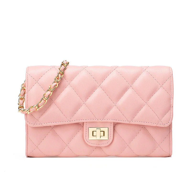 Gold Buckle Square Fat Diamond Chain Bag - Image 8