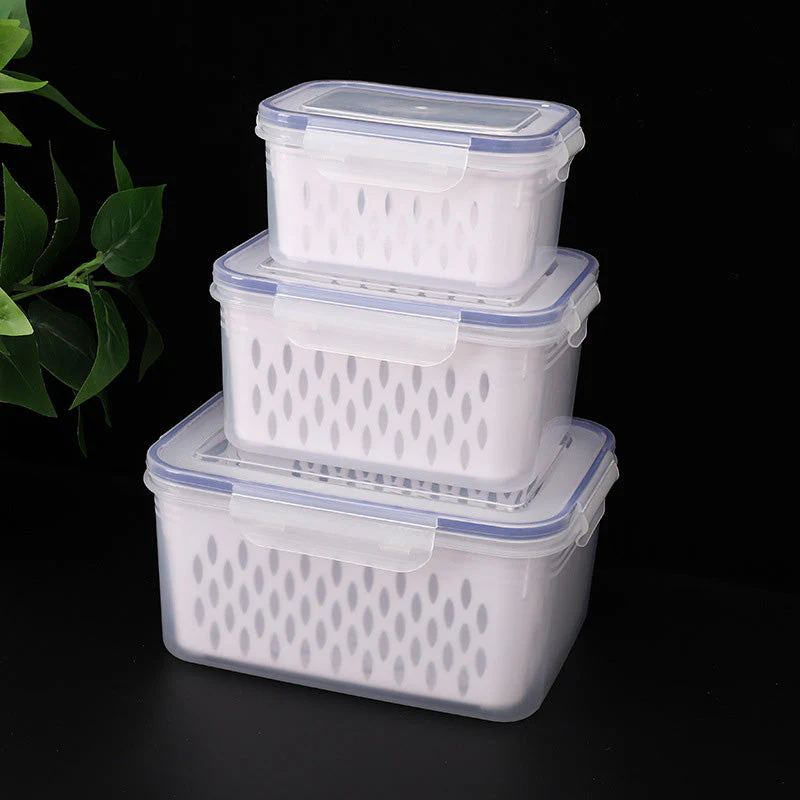 3PCS Fruit Storage Container Set for Fridge with Removable Colander - Image 10