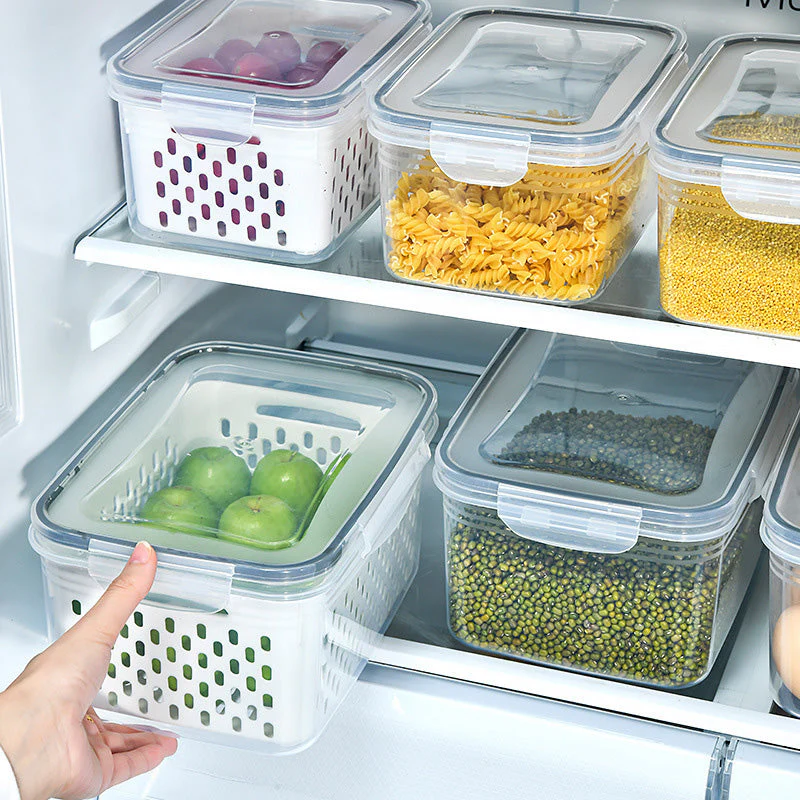 3PCS Fruit Storage Container Set for Fridge with Removable Colander - Image 3