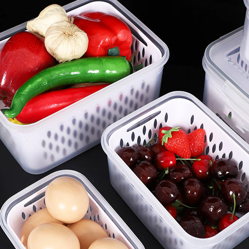 3PCS Fruit Storage Container Set for Fridge with Removable Colander - Image 4