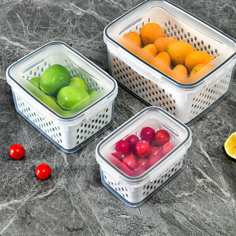 3PCS Fruit Storage Container Set for Fridge with Removable Colander - Image 6