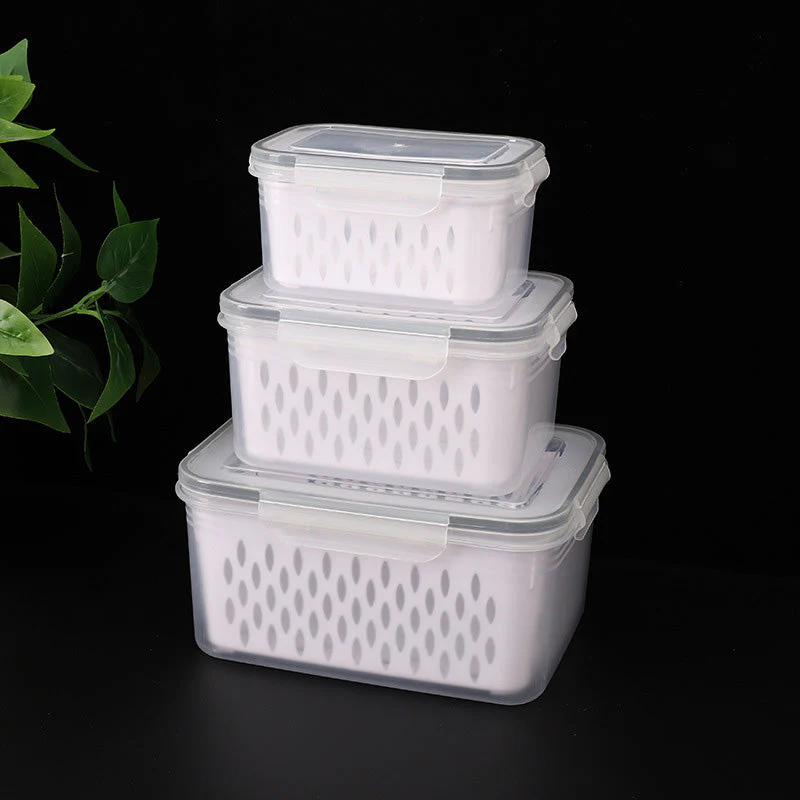 3PCS Fruit Storage Container Set for Fridge with Removable Colander - Image 9