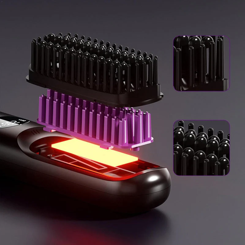 Cordless Hair Straightener Brush with LED Display - Image 3