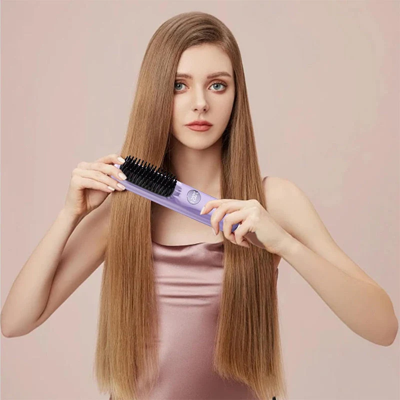 Cordless Hair Straightener Brush with LED Display - Image 4