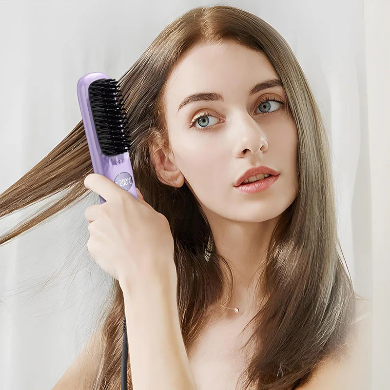 Cordless Hair Straightener Brush with LED Display - Image 5