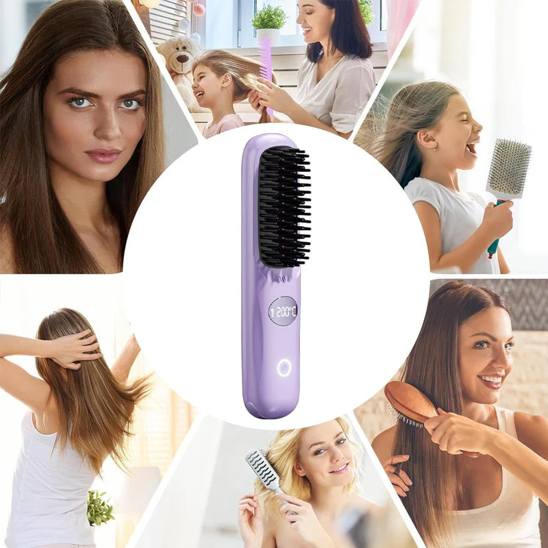 Cordless Hair Straightener Brush with LED Display - Image 6
