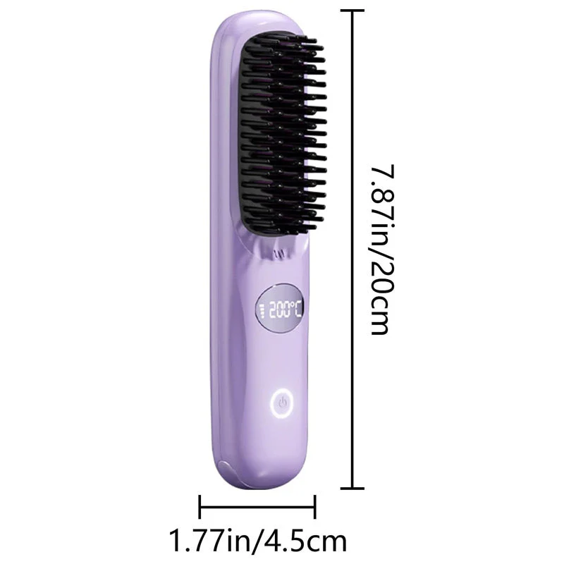 Cordless Hair Straightener Brush with LED Display - Image 7