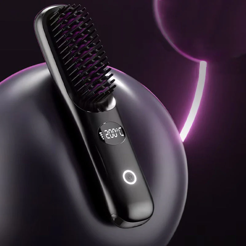 Cordless Hair Straightener Brush with LED Display - Image 8