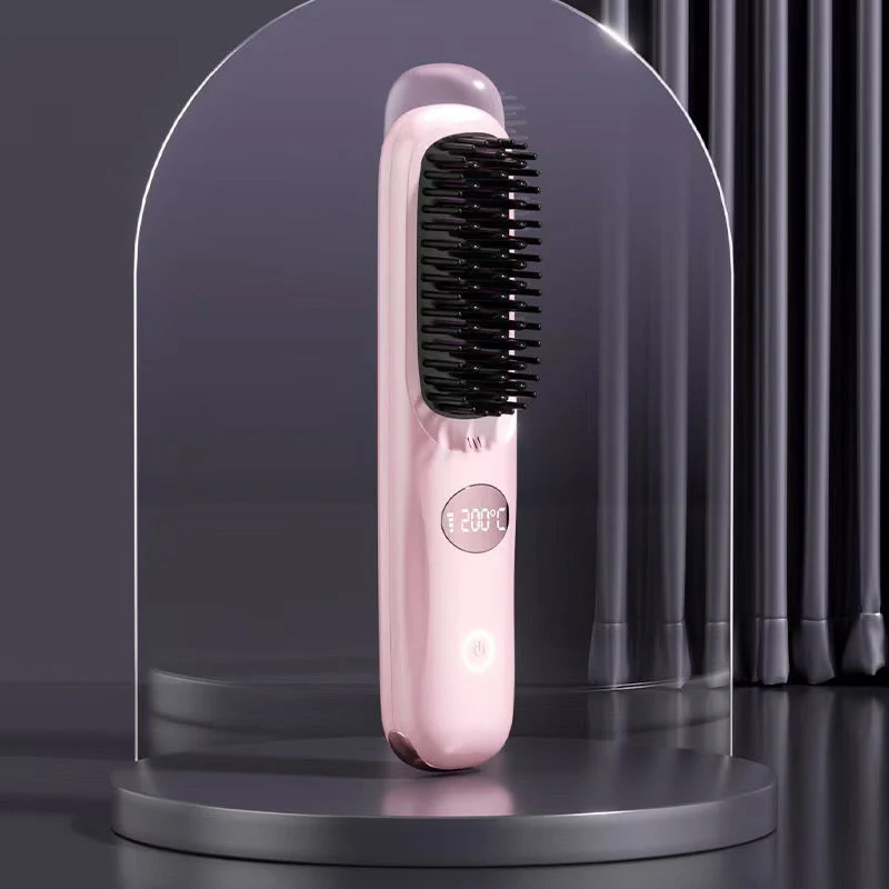 Cordless Hair Straightener Brush with LED Display - Image 9