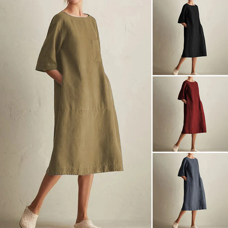 Japanese Style Linen Cotton Dress - Image 4