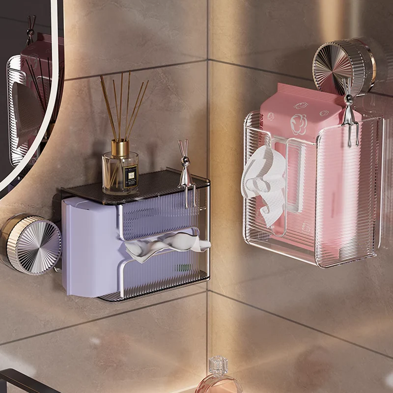 🔥Wall Mounted Suction Cup Transparent Tissue Organizer - Image 5