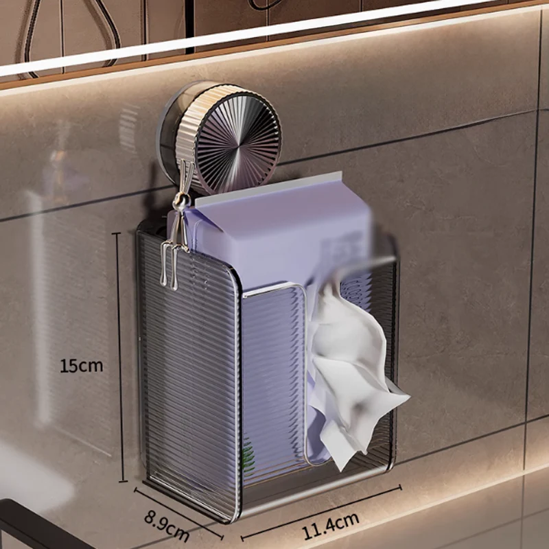 🔥Wall Mounted Suction Cup Transparent Tissue Organizer - Image 9