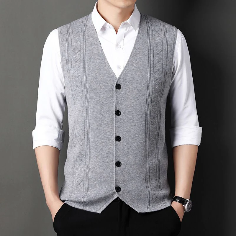 Men's Fashion Knitted Button Sweater Vest Business Match - Image 11