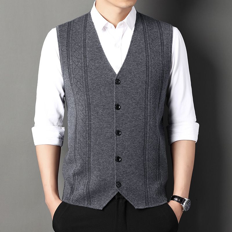Men's Fashion Knitted Button Sweater Vest Business Match - Image 12