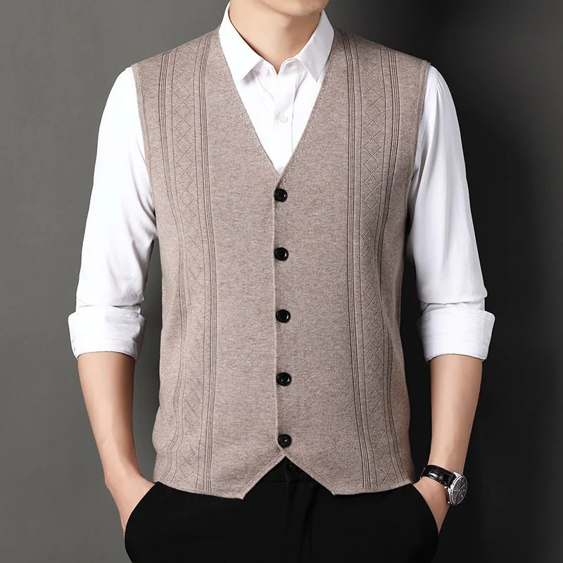 Men's Fashion Knitted Button Sweater Vest Business Match - Image 14