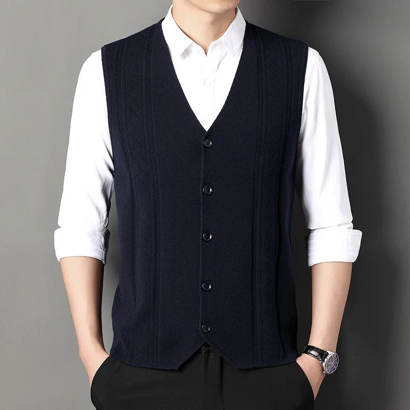Men's Fashion Knitted Button Sweater Vest Business Match - Image 15