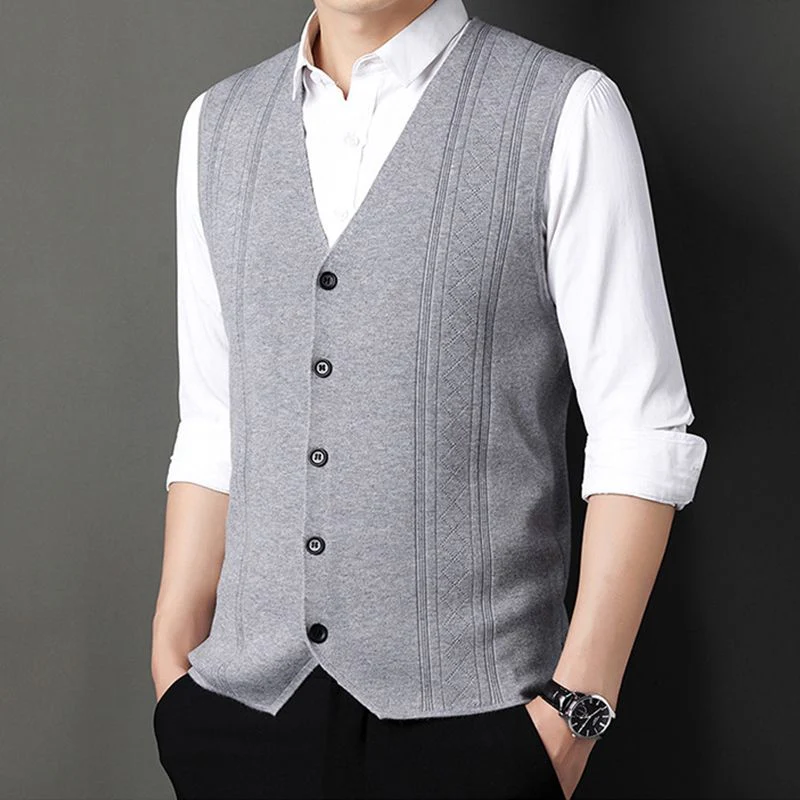 Men's Fashion Knitted Button Sweater Vest Business Match - Image 6