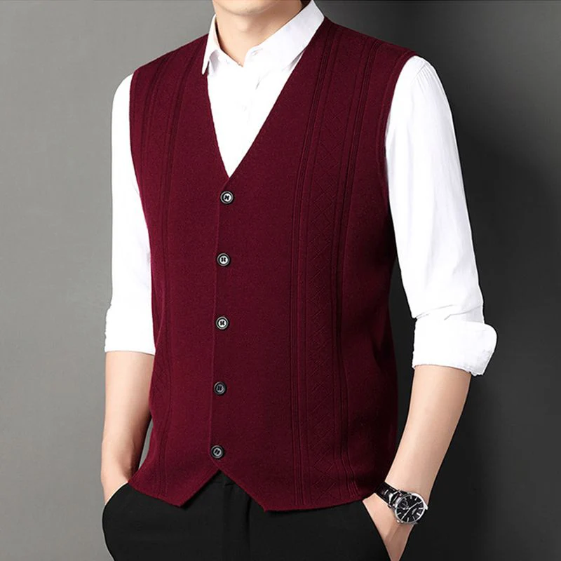 Men's Fashion Knitted Button Sweater Vest Business Match - Image 7