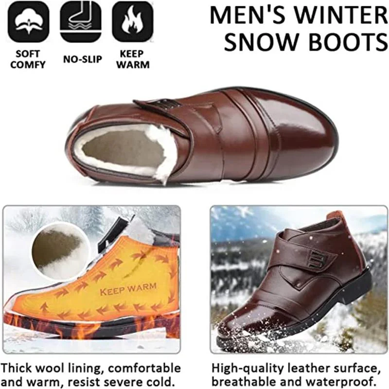 Men's Warm Faux Fur lined Ankle Snow Business Boots - Image 3