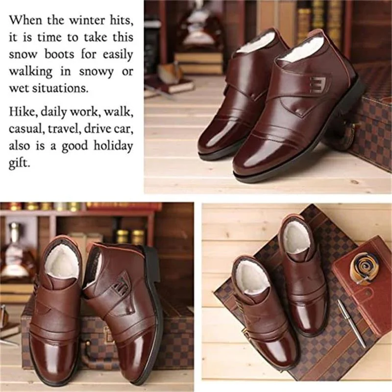Men's Warm Faux Fur lined Ankle Snow Business Boots - Image 5
