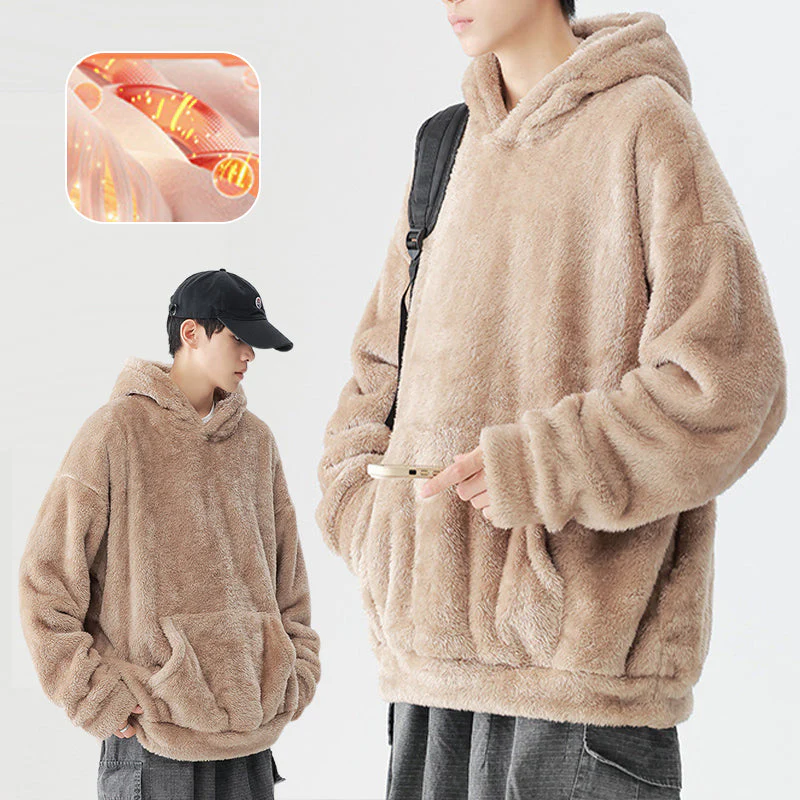 🍂 Seasonal Specials ❄️Men's Thickened Loose Fuzzy Hooded Sweatshirt - Image 3