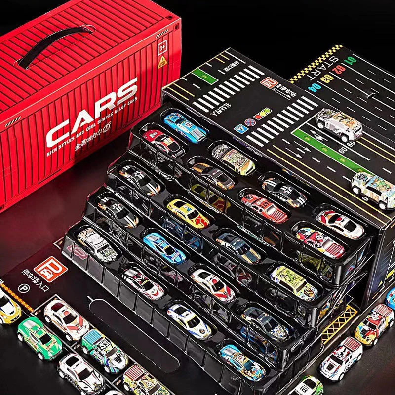 48 Mini Pull-Back Cars with Built-In Garage Set - Image 9