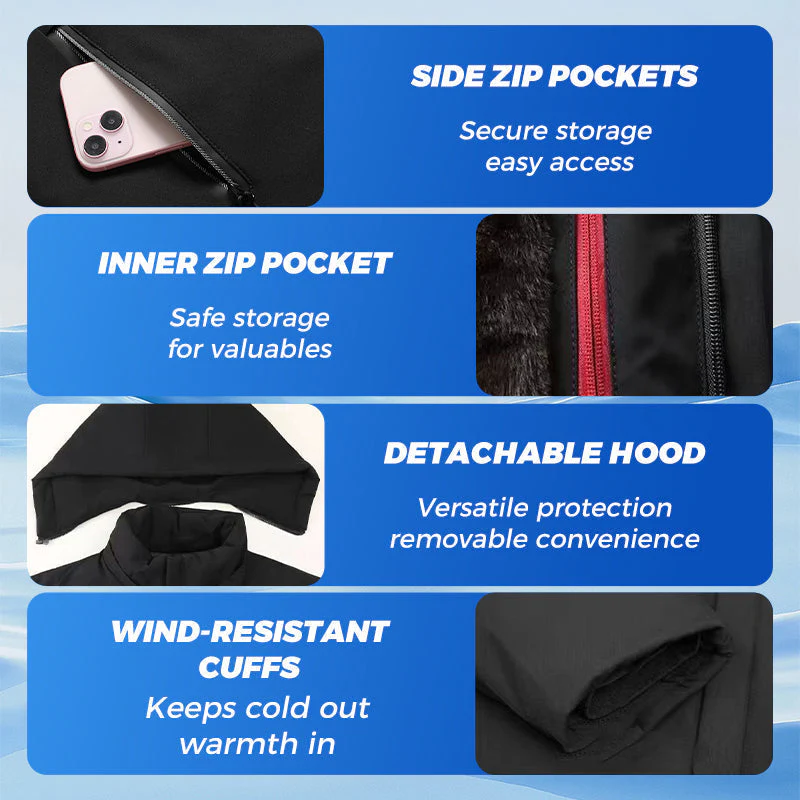 🔥Warm Gift🔥Men’s Thermal Thick Hooded Parka Coat - Image 4